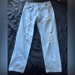 Refuge Light Blue Distressed Straight Leg Jeans